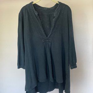 CP Shades Cotton Deep V Neck High Low Tunic Top Medium